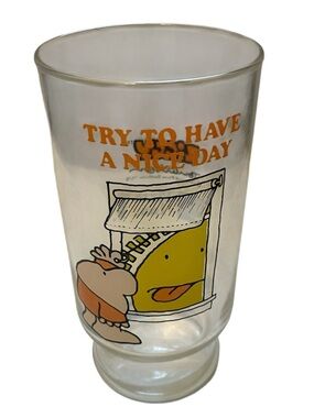 Vintage 1979 Ziggy Pepsi Collectible Glass Pizza Inn Try To Have A Nice Day